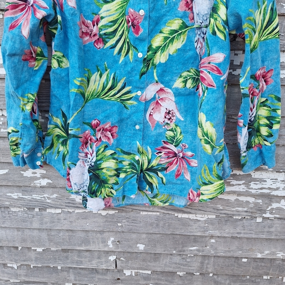 Tommy Bahama Blue Tropical Floral Button-Up Shirt - Women's - Picture 3 of 6